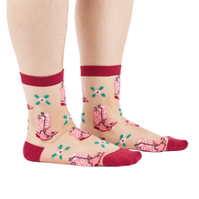 Load image into Gallery viewer, These Boots Were Made for Walking - Women's Sheer Crew Socks - Sock It To Me