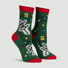 Load image into Gallery viewer, Eating Lights (Glow In The Dark) - Women's Crew Socks - Sock It To Me (Christmas)