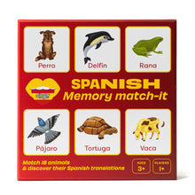 Load image into Gallery viewer, Lingo Spanish Animals Memory Match-It Game