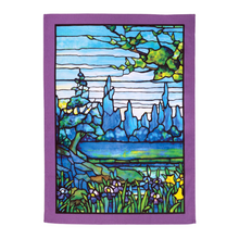 Load image into Gallery viewer, Tiffany Iris Landscape Tea Towel