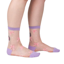 Load image into Gallery viewer, Wrapped in a Bow - Women's Sheer Crew Socks - Sock It To Me