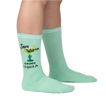 Load image into Gallery viewer, Save Water Drink Tequila - Athletic Ribbed Men's Crew Socks - Sock It To Me
