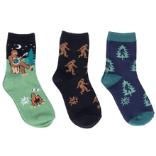 Load image into Gallery viewer, Sasquatch Campout Kids Crew Socks Pack of 3 - Sock It To Me