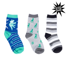Load image into Gallery viewer, Arch-eology (Glow In The Dark) - Kids Crew Socks 3pk - Sock It To Me
