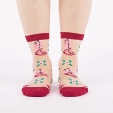 Load image into Gallery viewer, These Boots Were Made for Walking - Women's Sheer Crew Socks - Sock It To Me

