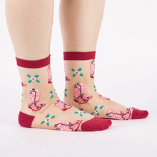 Load image into Gallery viewer, These Boots Were Made for Walking - Women's Sheer Crew Socks - Sock It To Me
