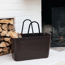 Load image into Gallery viewer, Large Hinza Bag 'Brown' - Green Plastic
