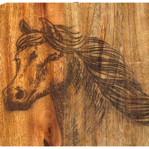 Etched 50cm Mango Wood Horse Chopping Board