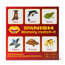 Load image into Gallery viewer, Lingo Spanish Animals Memory Match-It Game
