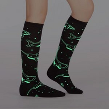 Load image into Gallery viewer, Stellar Whales (Glow In The Dark) - Kids Knee High Socks - Sock It To Me
