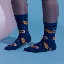 Load image into Gallery viewer, Weiner Dogs In Space! (Glow In The Dark) - Women's Crew Socks - Sock It To Me
