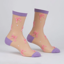 Load image into Gallery viewer, Wrapped in a Bow - Women's Sheer Crew Socks - Sock It To Me
