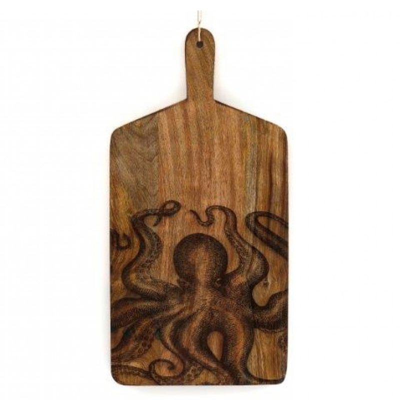 Etched 50cm Mango Wood Octopus Chopping Board