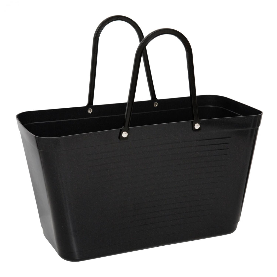 Large Black Hinza Bag - Green Plastic