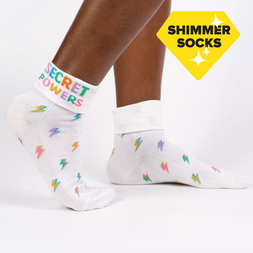 Secret Powers - Turn Cuff Women's Crew Socks - Sock It To Me