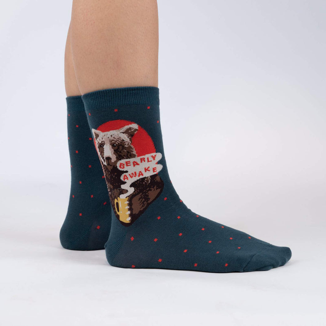 Bearly Awake - Women's Crew Socks - Sock It To Me
