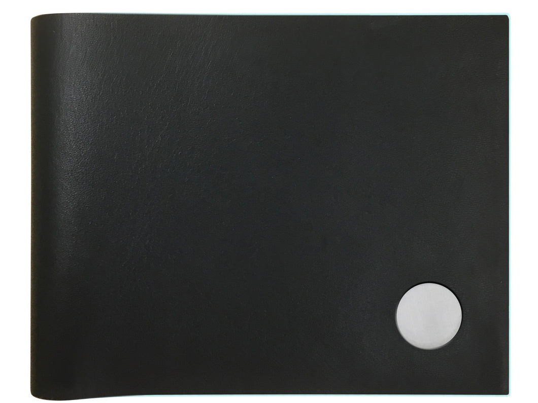 Ice Blue Edge - Steel & Leather Slim Billfold Wallet