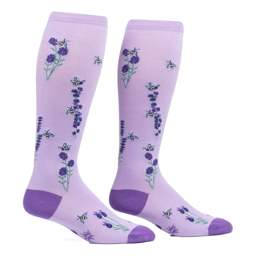 Bees & Lavender Stretch It - Women's Knee High Socks - Sock It To Me