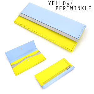 Yellow & Periwinkle - Steel & Leather Clutch Wallet