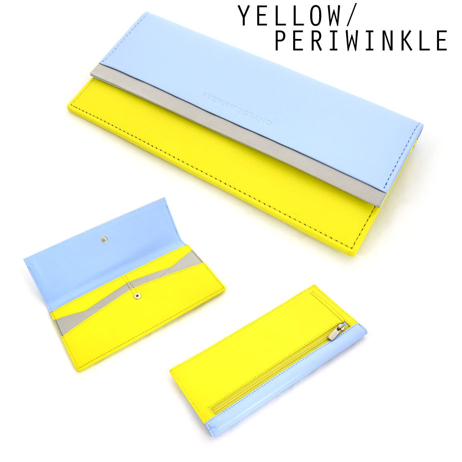 Yellow & Periwinkle - Steel & Leather Clutch Wallet