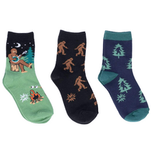 Load image into Gallery viewer, Sasquatch Campout Kids Crew Socks Pack of 3 - Sock It To Me

